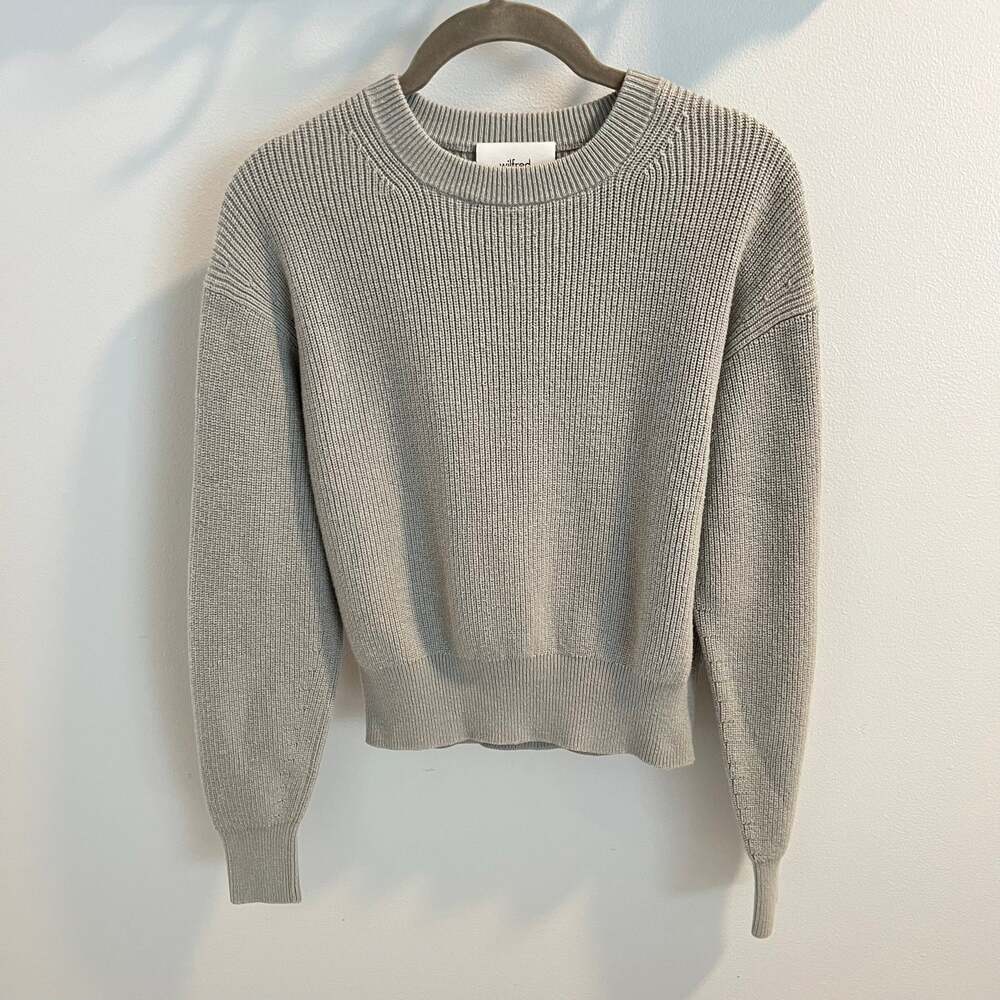 Wilfred Aritzia Gray Green Cotton Wool Blend Manila Pullover Sweater Size XS